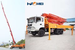 How does a concrete pump truck work