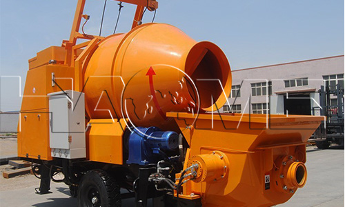 a concrete mixer with pump trailer