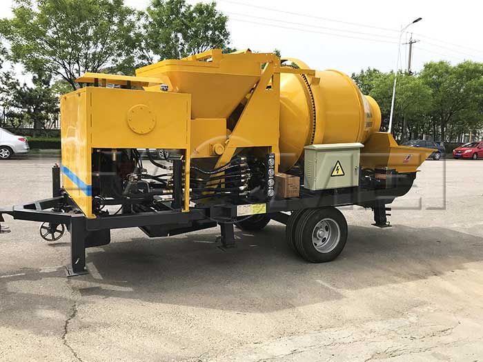 A Portable Concrete Mixer With Pump